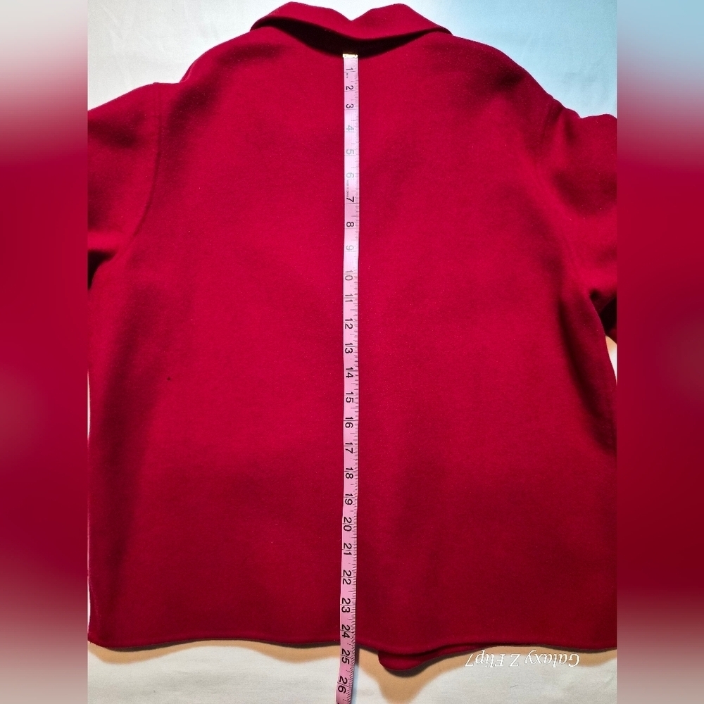 Carole Little Petite 100% Pure Wool Minimalist Jacket - Magenta - Picture 7 of 10